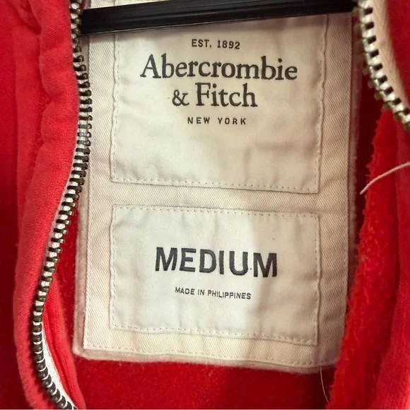 Abercrombie & Fitch Red Sweatshirt Jacket Logo Zip Up Men Size M - Picture 4 of 12